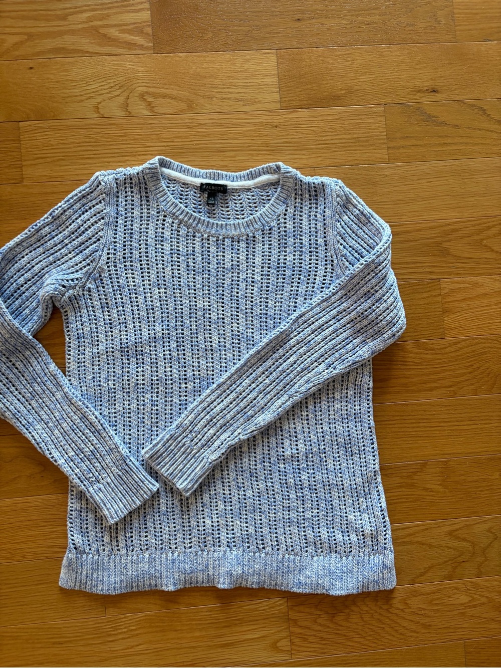 Talbots Light Blue Open-Knit Crewneck Sweater